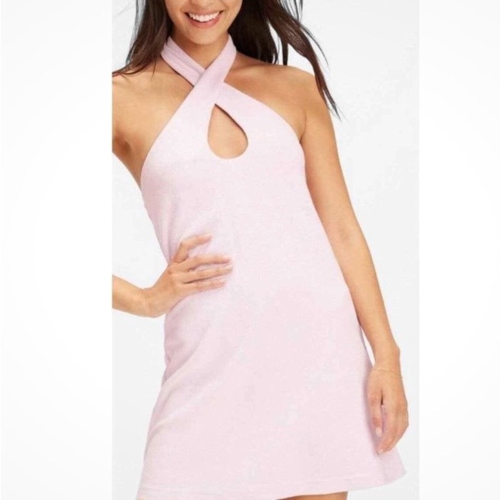 NWT Pink Terry cloth tennis‎ lounge halter babydoll DRESS size large y2k girlie